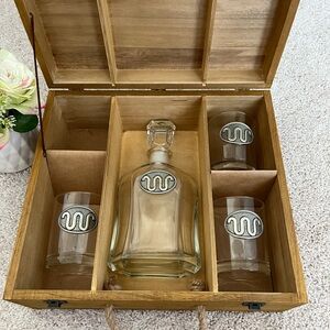 King Ranch decanter and glasses